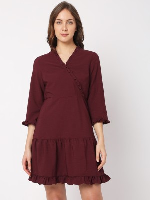 VERO MODA Women Sheath Maroon Dress