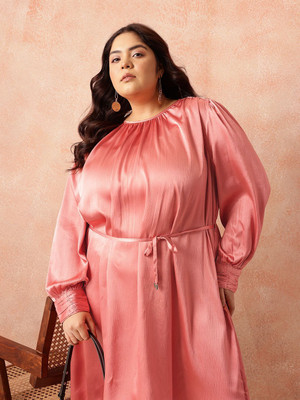 all about you Women A-line Pink Below Knee Dress