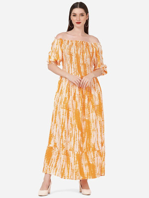 Y company Women Fit and Flare Multicolor Maxi/Full Length Dress