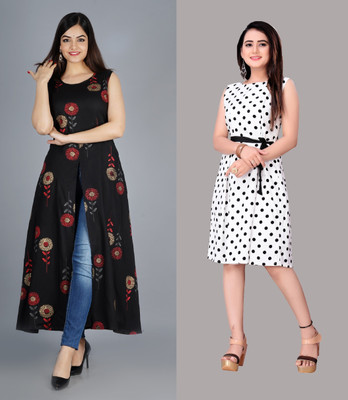 tanvi creation Women A-line Multicolor Midi/Calf Length Dress