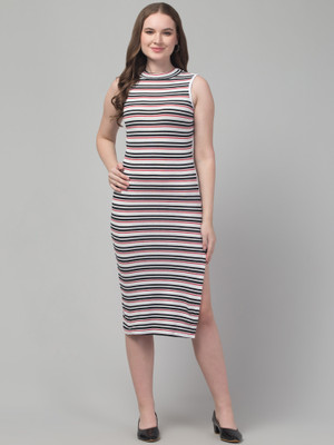 Western Darji Women Bodycon White Below Knee Dress