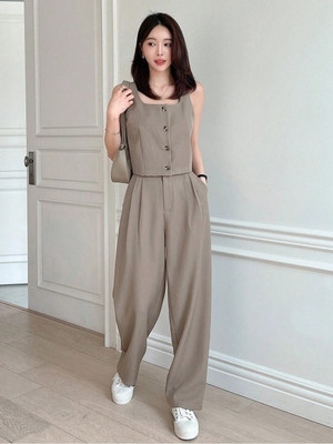 KOTTY Women Two Piece Dress Brown Maxi/Full Length Dress