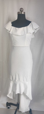 Hr designhouse Women High Low White Midi/Calf Length Dress