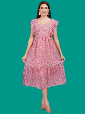 Fashion Point Women Fit and Flare Pink Dress