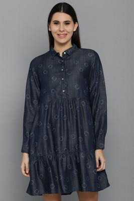 Allen Solly Women A-line Dark Blue Above Knee/Mid Thigh Length Dress