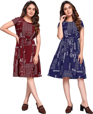Rinra Women A-line Multicolor Knee Length Dress