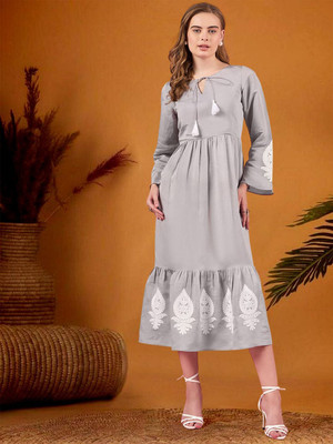 Dressberry Women Fit and Flare Purple Midi/Calf Length Dress