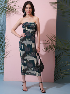 Tokyo Talkies Women Bodycon Multicolor Midi/Calf Length Dress