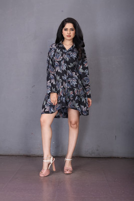 Parevadi Fashion Women Fit and Flare Multicolor Above Knee/Mid Thigh Length Dress