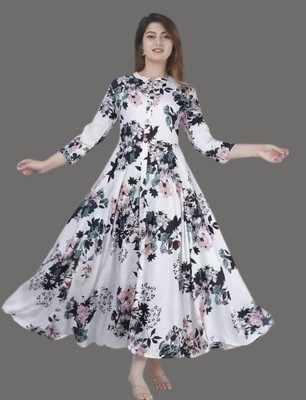 AnviTextile Women Printed Flared Kurta(Multicolor)