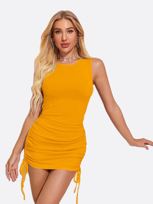 london belly Women Bodycon Yellow Mini/Short Dress
