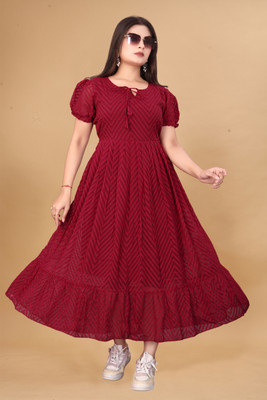 Quena Women Maxi Maroon Full Length Dress