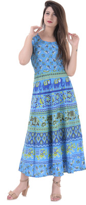 VAASTRA Women Maxi Blue Full Length Dress