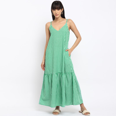 theulluu.com Women Maxi Green Midi/Calf Length Dress
