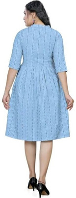 Suhanicz Women Printed A-line Kurta(Blue)