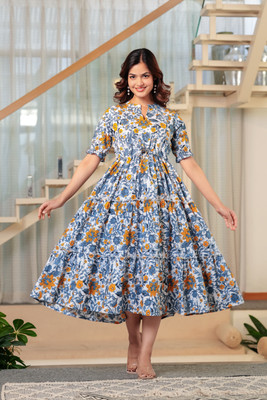 CLOTHI FAB Women Floral Print Anarkali Kurta(Multicolor)