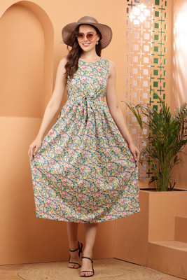 A R J FASHION Women A-line Multicolor Maxi/Full Length Dress