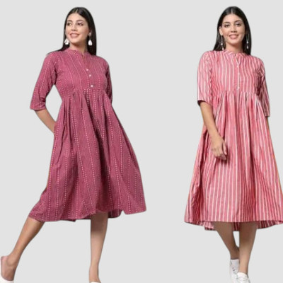 Rangrasiya Creation Women A-line Multicolor Knee Length Dress