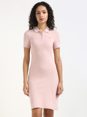 TOMMY HILFIGER Women A-line Pink Above Knee/Mid Thigh Length Dress