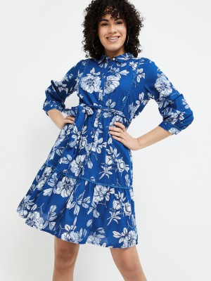 Colour Me by Melange Women A-line Blue Dress