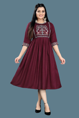 DICHIKA enterprise Women Fit and Flare Black Midi/Calf Length Dress