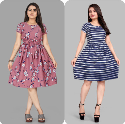 Khushi Fab Women Maxi Blue Knee Length Dress