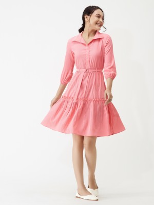 AASK Women Peplum Pink Dress