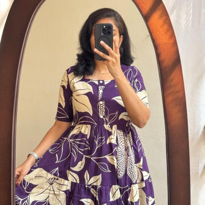 Laveena Fab Women A-line Purple Midi/Calf Length Dress