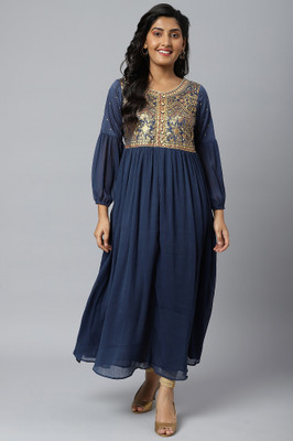 Aurelia Women A-line Blue Midi/Calf Length Dress