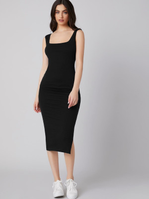 ANBICH Women Bodycon Black Midi/Calf Length Dress