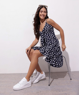 Dressberry Women A-line Blue Knee Length Dress
