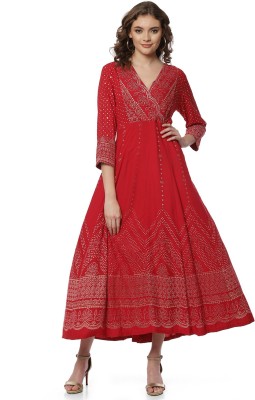 RANGRITI Women Ethnic Dress Red Dress