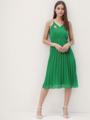 GlowRist Women A-line Green Dress