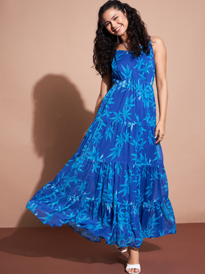 Deewa Women A-line Blue Maxi/Full Length Dress