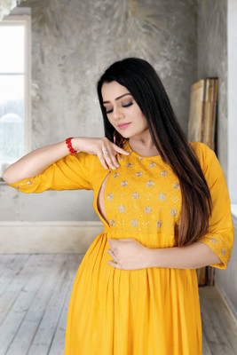 ShopGlobal Women Fit and Flare Yellow Midi/Calf Length Dress