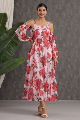 Juniper Women Ethnic Dress Pink Maxi/Full Length Dress