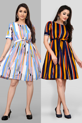 MAA FAB Women A-line Multicolor Knee Length Dress