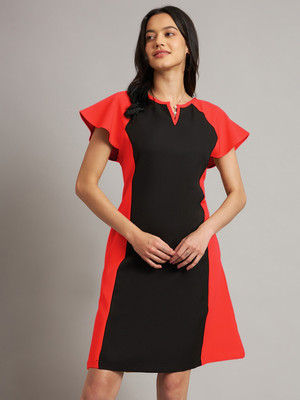 BRINNS Women A-line Red Above Knee/Mid Thigh Length Dress