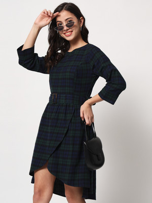 CHARMGAL Women A-line Dark Blue, Black, Dark Green Above Knee/Mid Thigh Length Dress