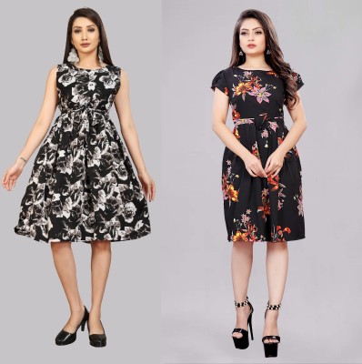 Modli 20 Fashion Women Fit and Flare Grey Dress