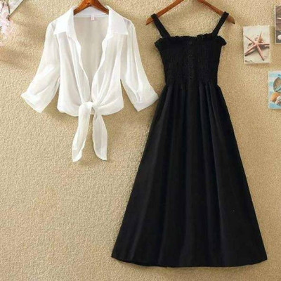 drzoom Women A-line Black Midi/Calf Length Dress