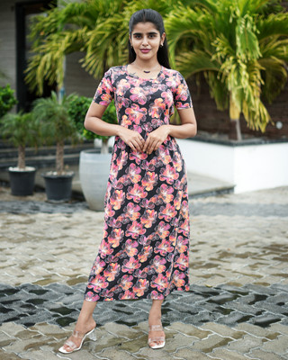 Lara Women A-line Multicolor Ankle Length Dress