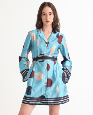RAREISM Women A-line Blue Mini/Short Dress