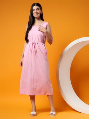 BRINNS Women A-line Pink Midi/Calf Length Dress