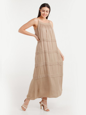 Zink London Women Maxi Beige Full Length Dress