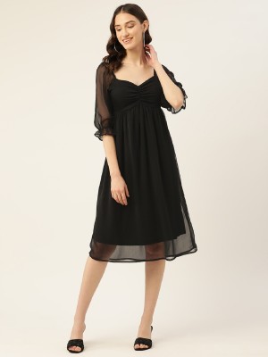 Rue Collection Women Fit and Flare Black Dress