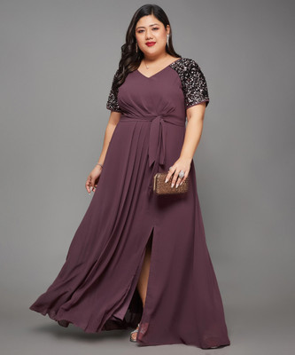 Miss Chase Women Wrap Purple Maxi/Full Length Dress