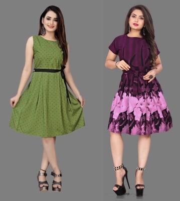 tanvi creation Women Fit and Flare Purple Dress