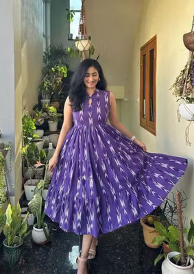 BARBARIK COLLECTION Women Gown Purple Knee Length Dress