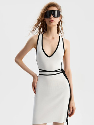 Moda Rapido Women Bodycon White Knee Length Dress